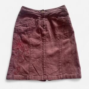 Vintage Light Purple Embroidered Corduroy Skirt | Size XS | Floral Cottagecore